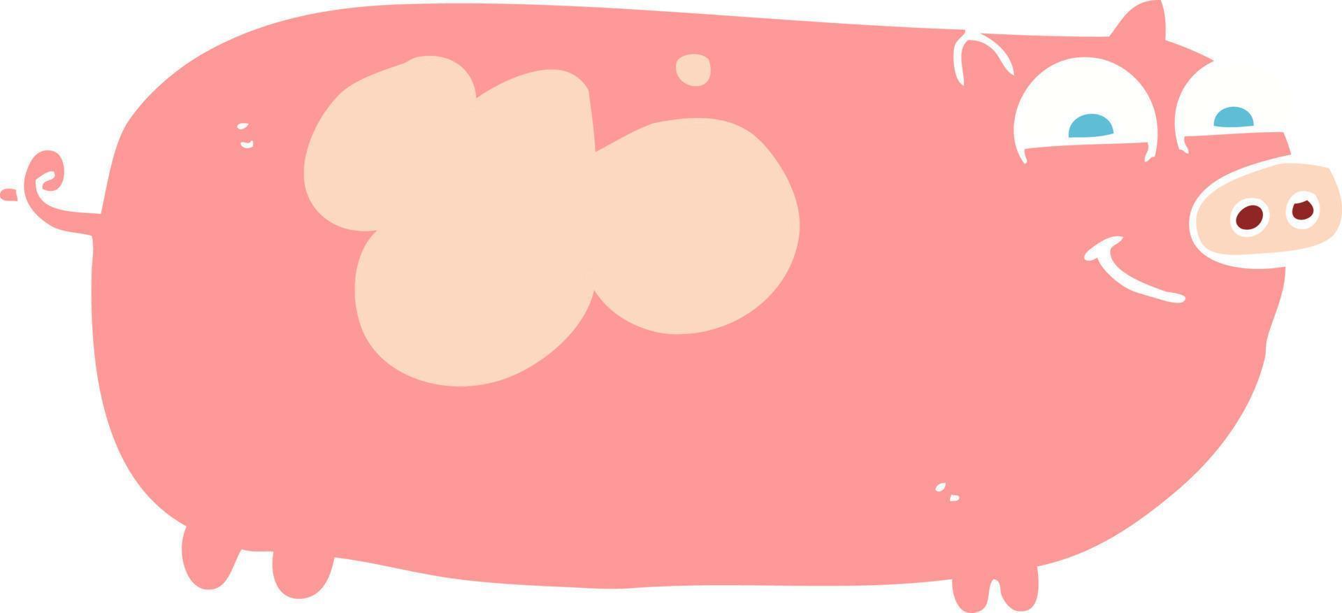 flat color illustration of pig vector