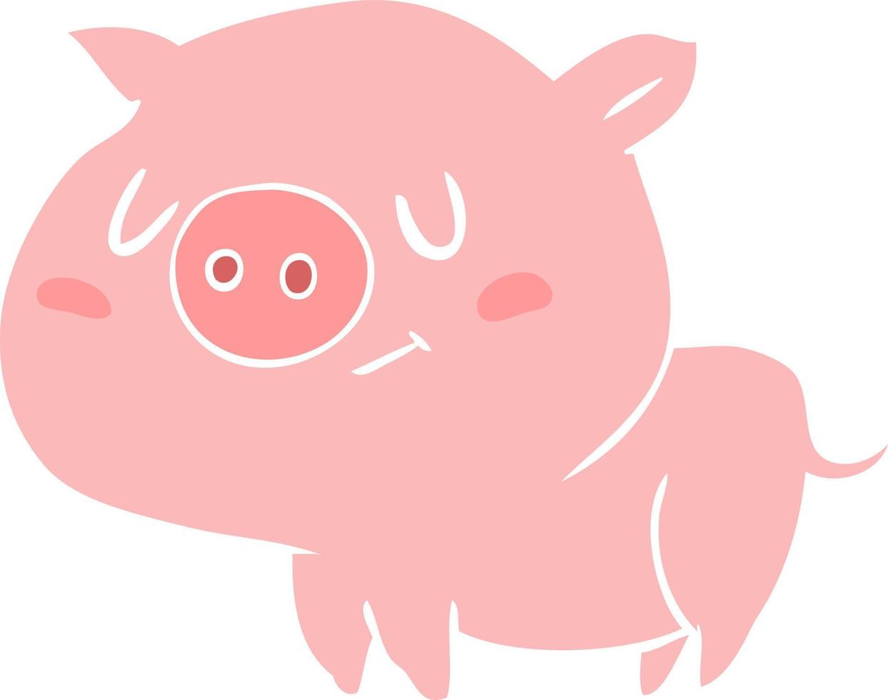 flat color style cartoon pig vector