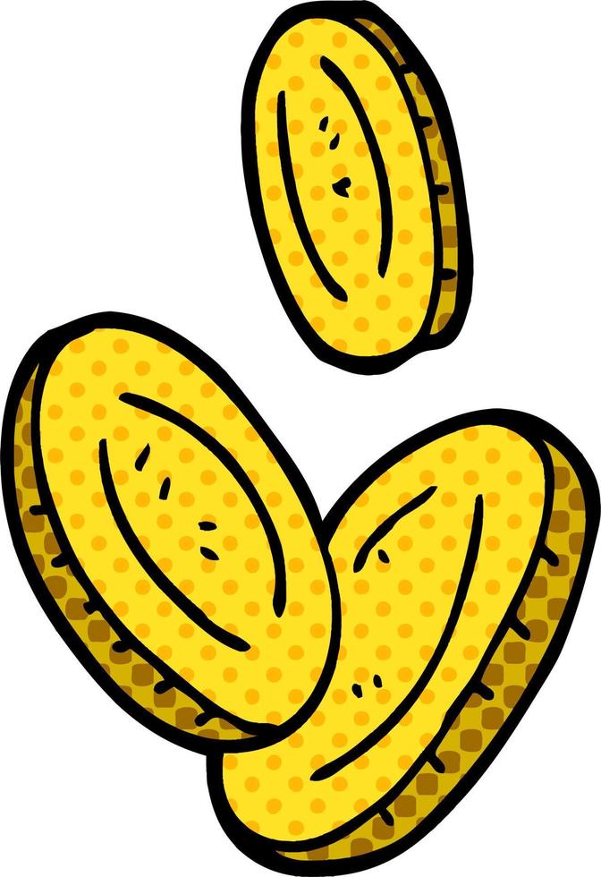 cartoon doodle gold coins vector