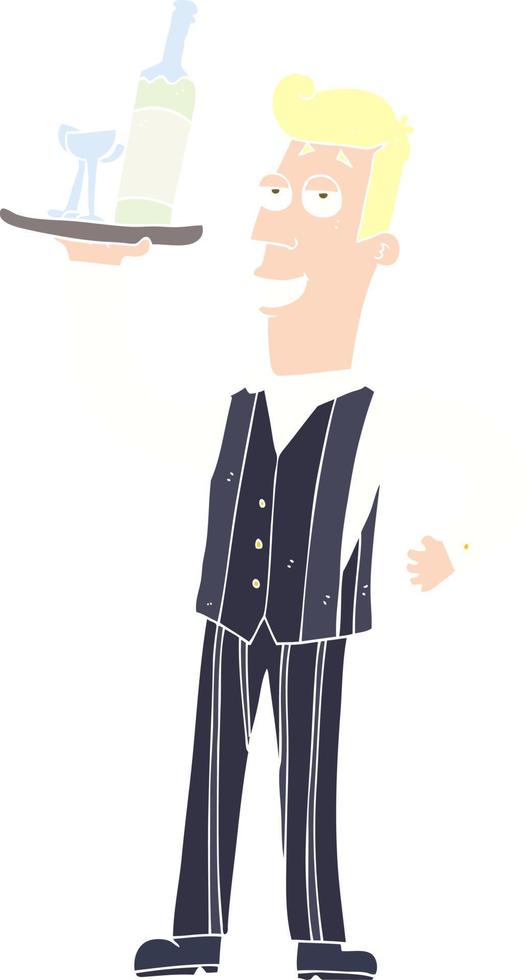 flat color illustration of waiter vector