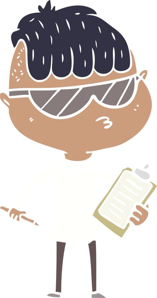 flat color style cartoon boy wearing sunglasses vector