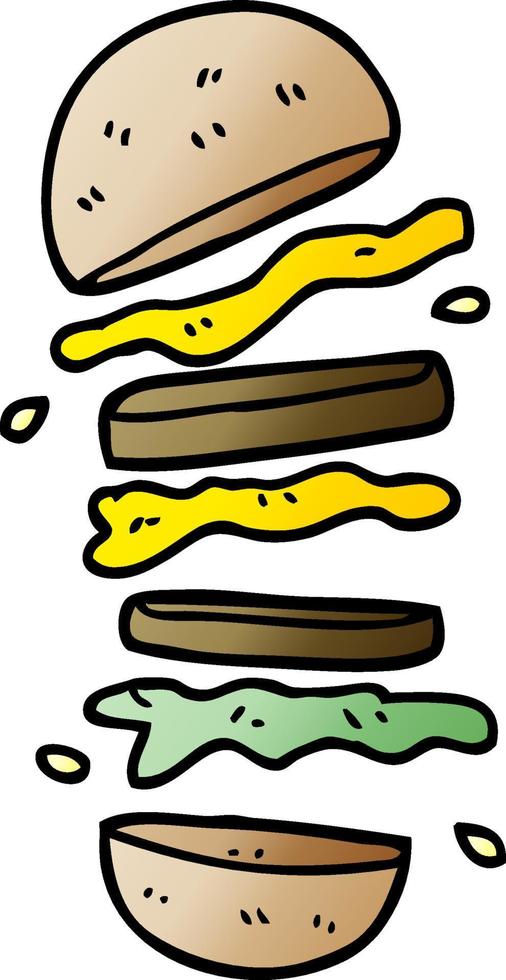caricatura, garabato, hamburguesa vector