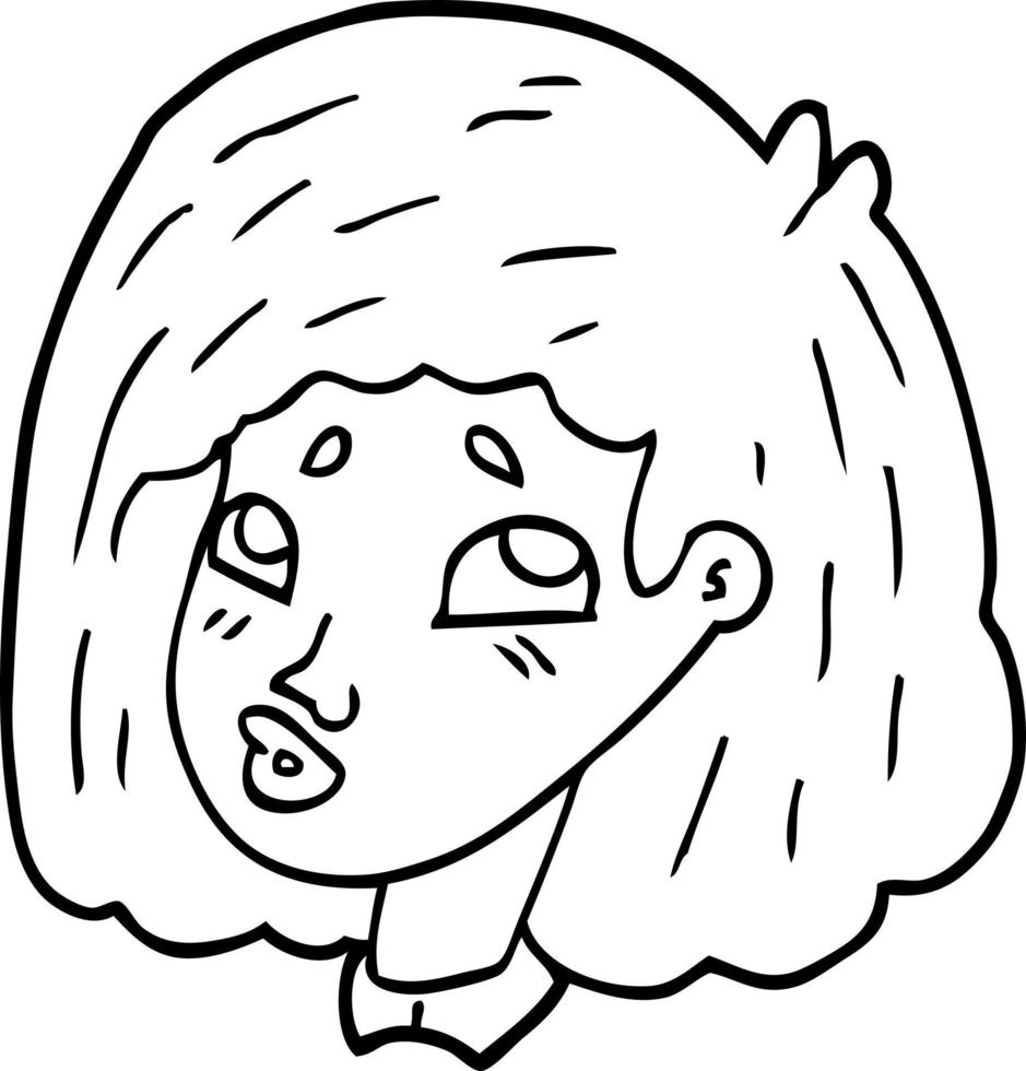 line drawing cartoon face of a girl vector