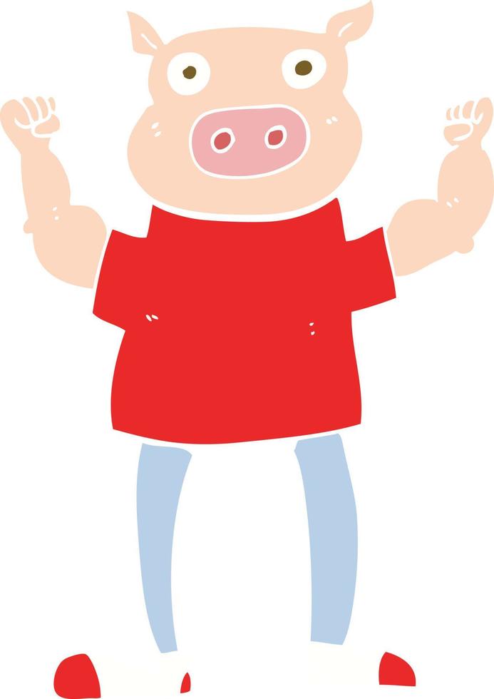 flat color illustration of pig man vector