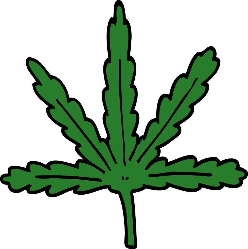 caricatura, garabato, marihuana, hoja vector