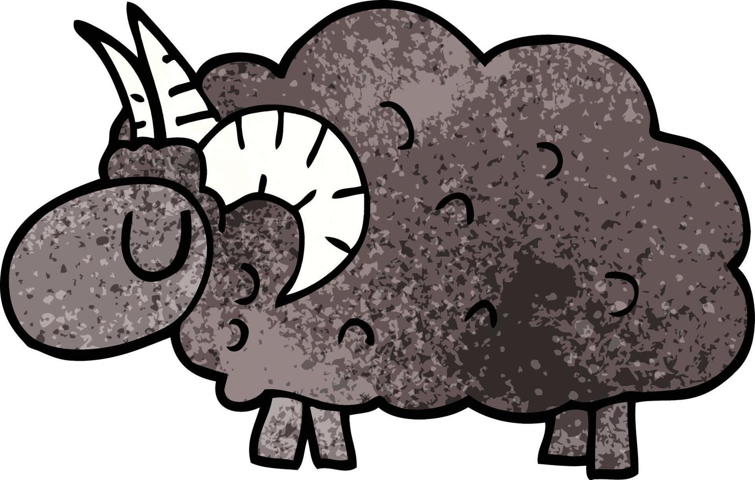 cartoon doodle black sheep vector