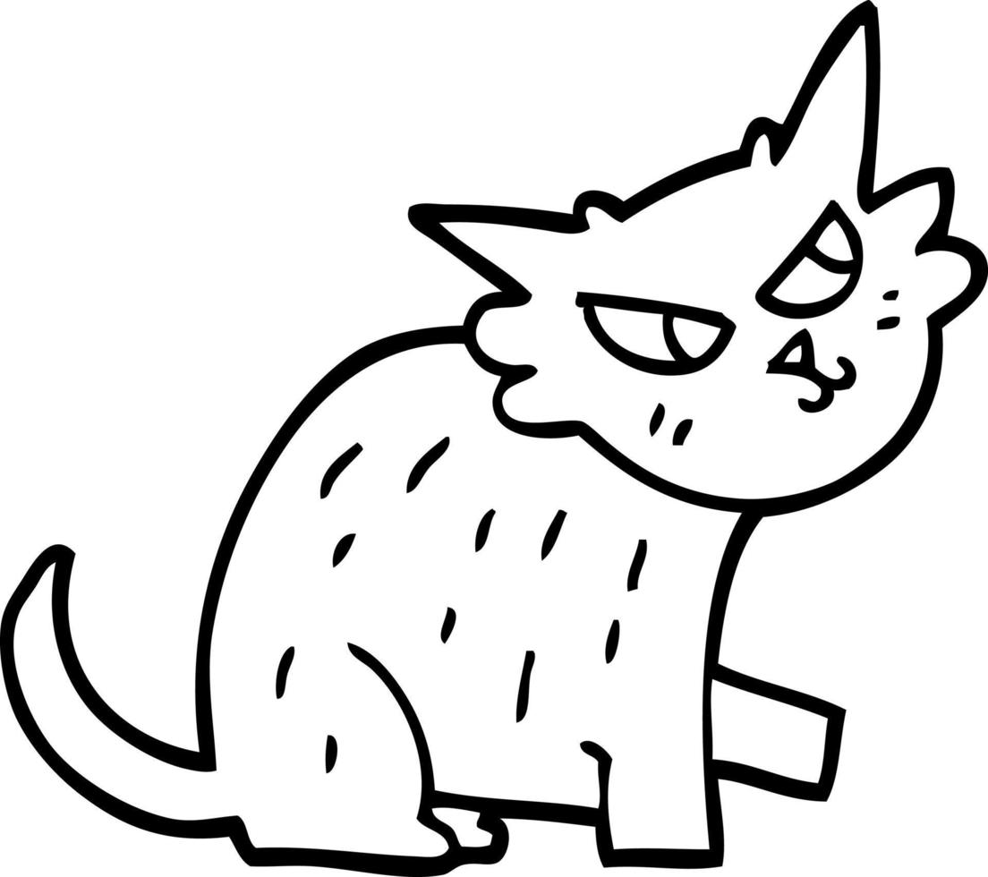 line drawing cartoon ginger cat vector