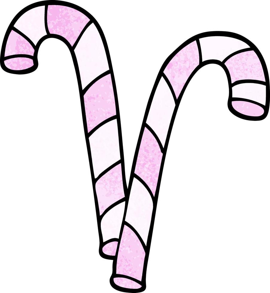 cartoon doodle pink candy cane vector