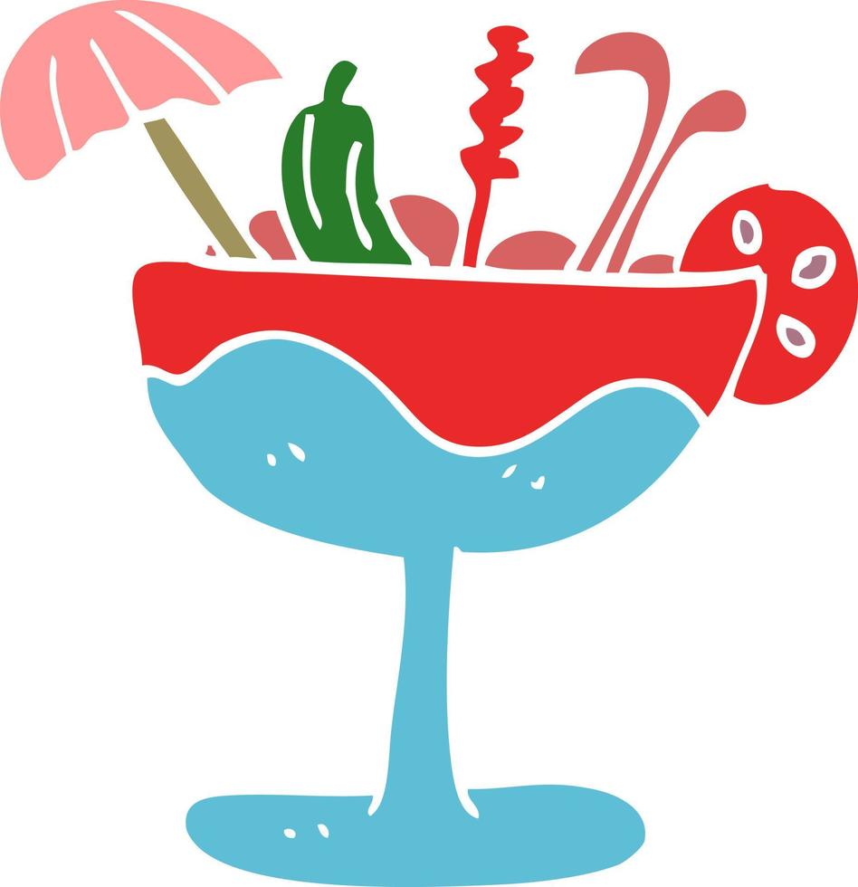 cartoon doodle tropical cocktail vector