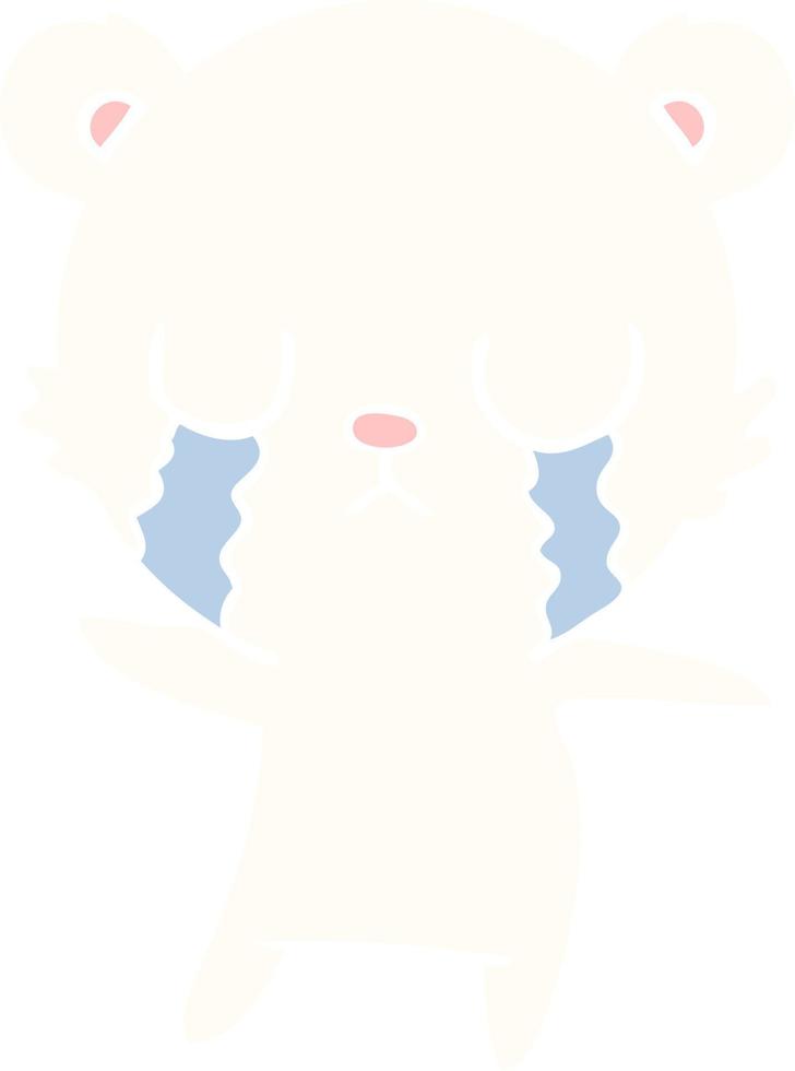 crying polar bear flat color style cartoon vector