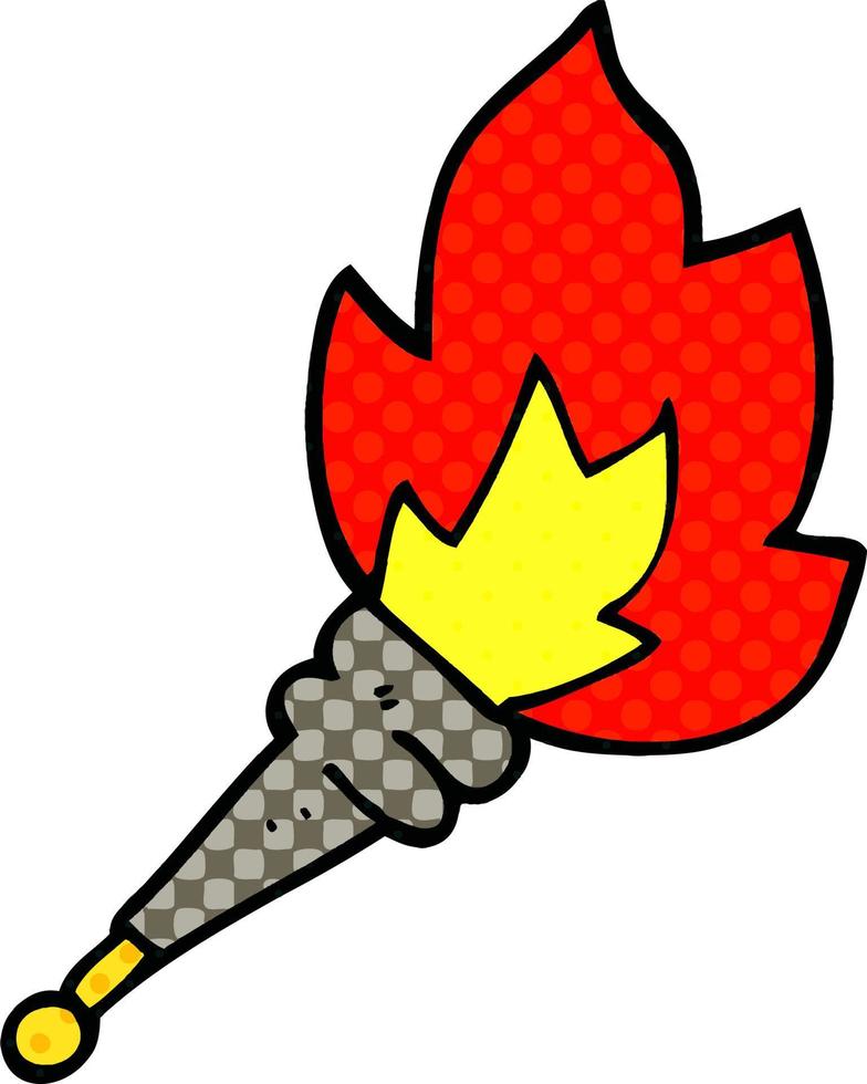 cartoon doodle flaming torch vector