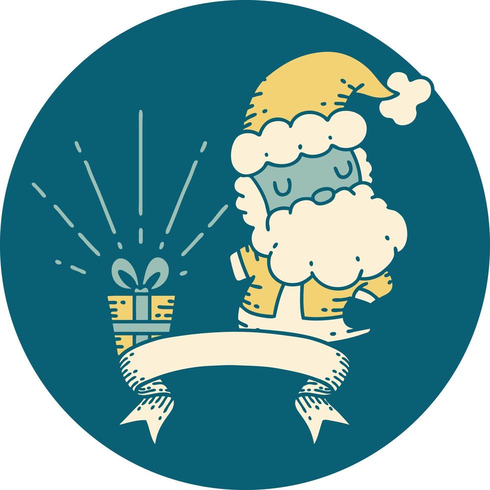 icono de estilo de tatuaje santa claus carácter navideño vector