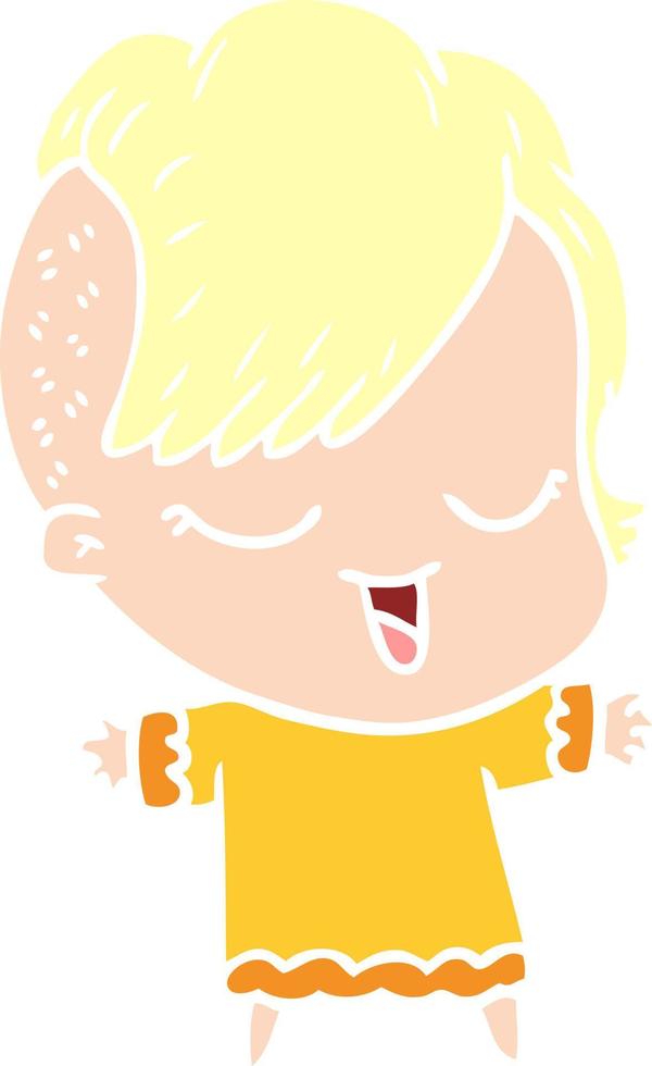 happy flat color style cartoon girl vector