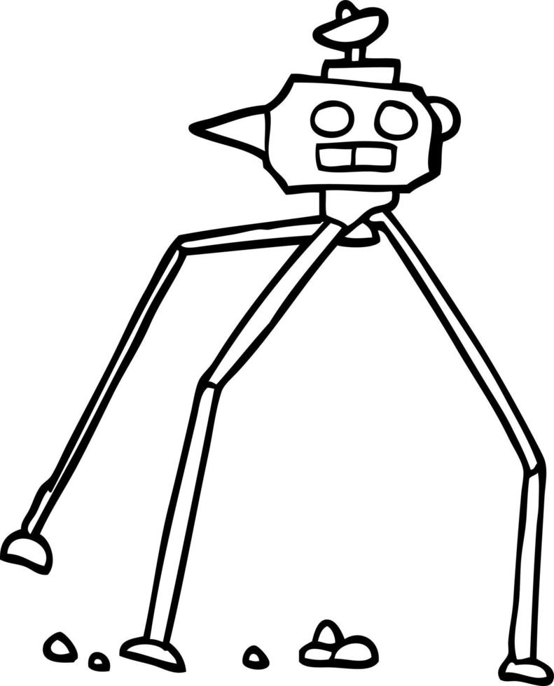 line drawing cartoon space rocket vector