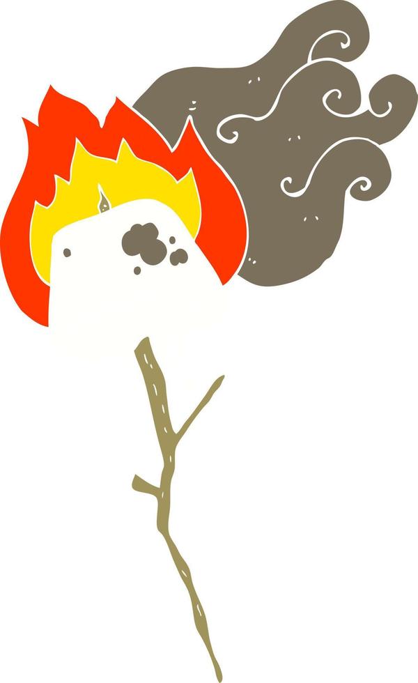flat color illustration of toasted marshmallow vector