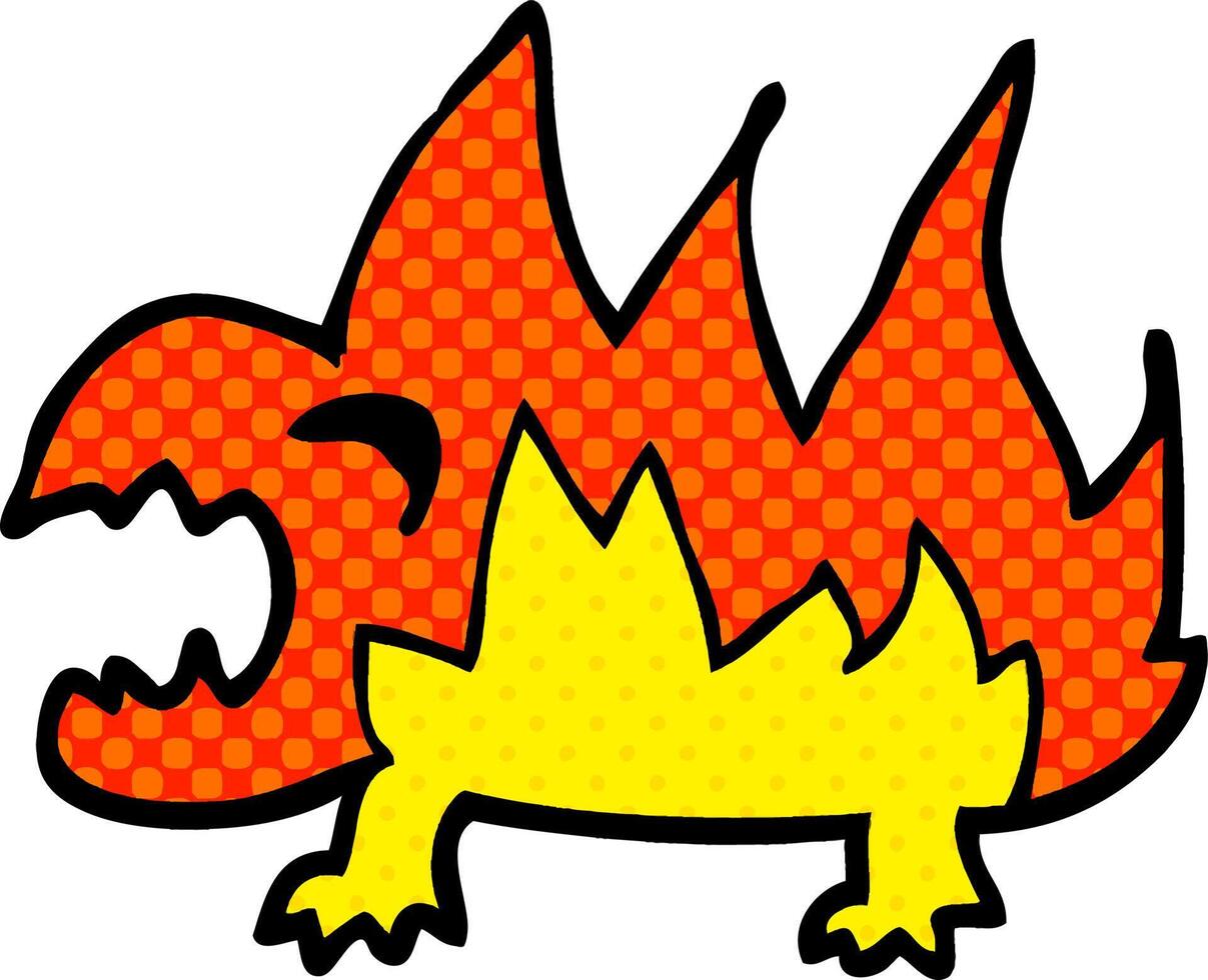 caricatura, garabato, fuego, demonio vector