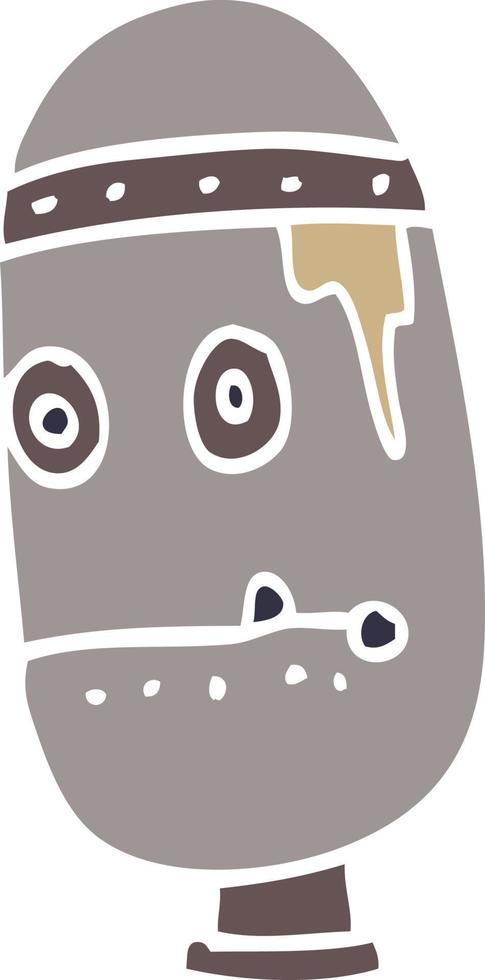 cartoon doodle retro robot head vector