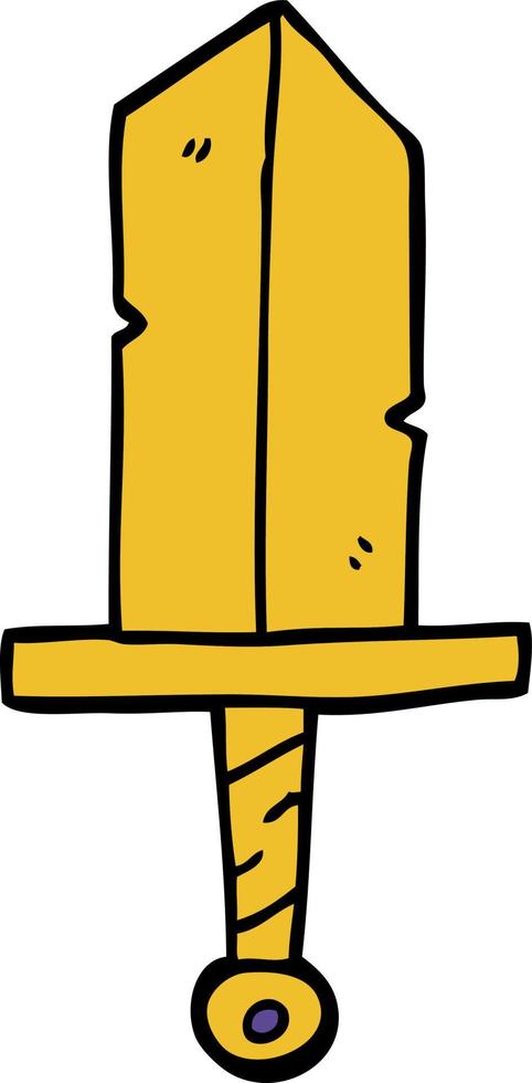 cartoon doodle golden dagger vector