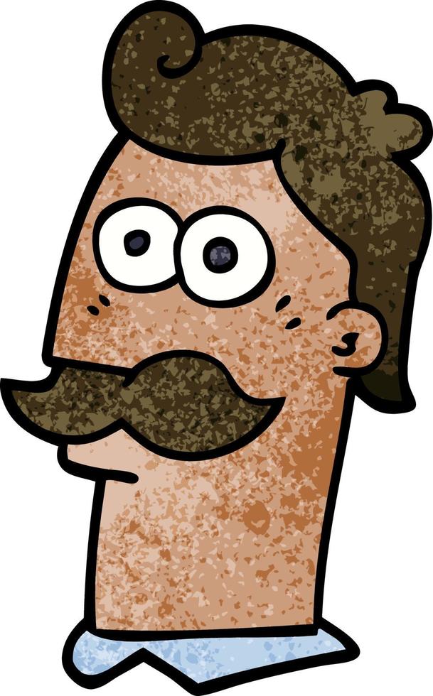 cartoon doodle man with moustache vector