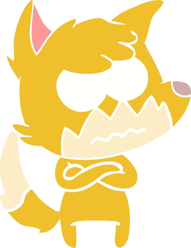 flat color style cartoon annoyed fox vector