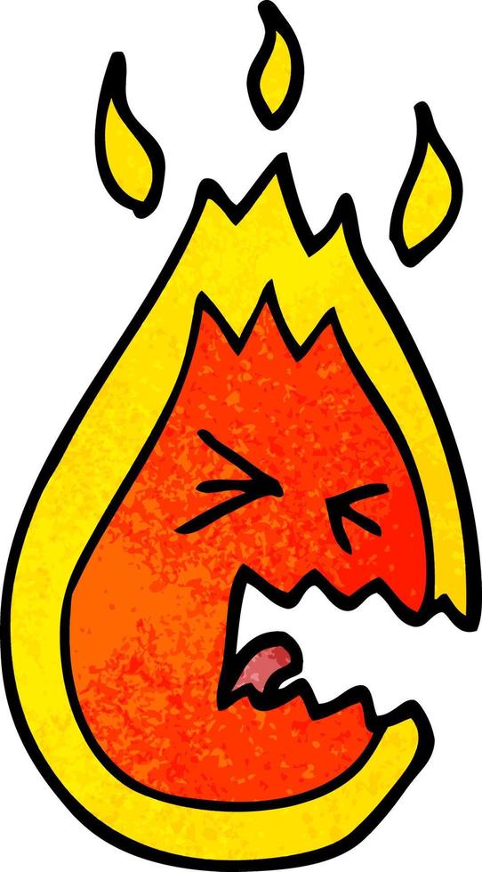 cartoon doodle hot angry flame vector