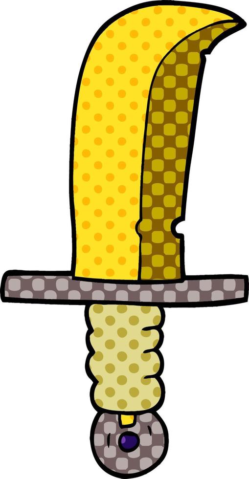 cartoon doodle of an old bronze sword vector