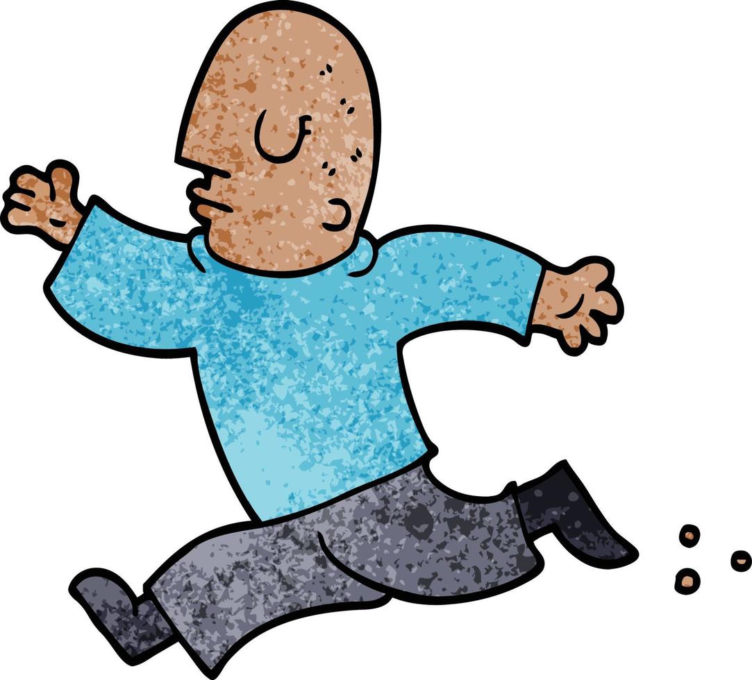 cartoon doodle man running vector