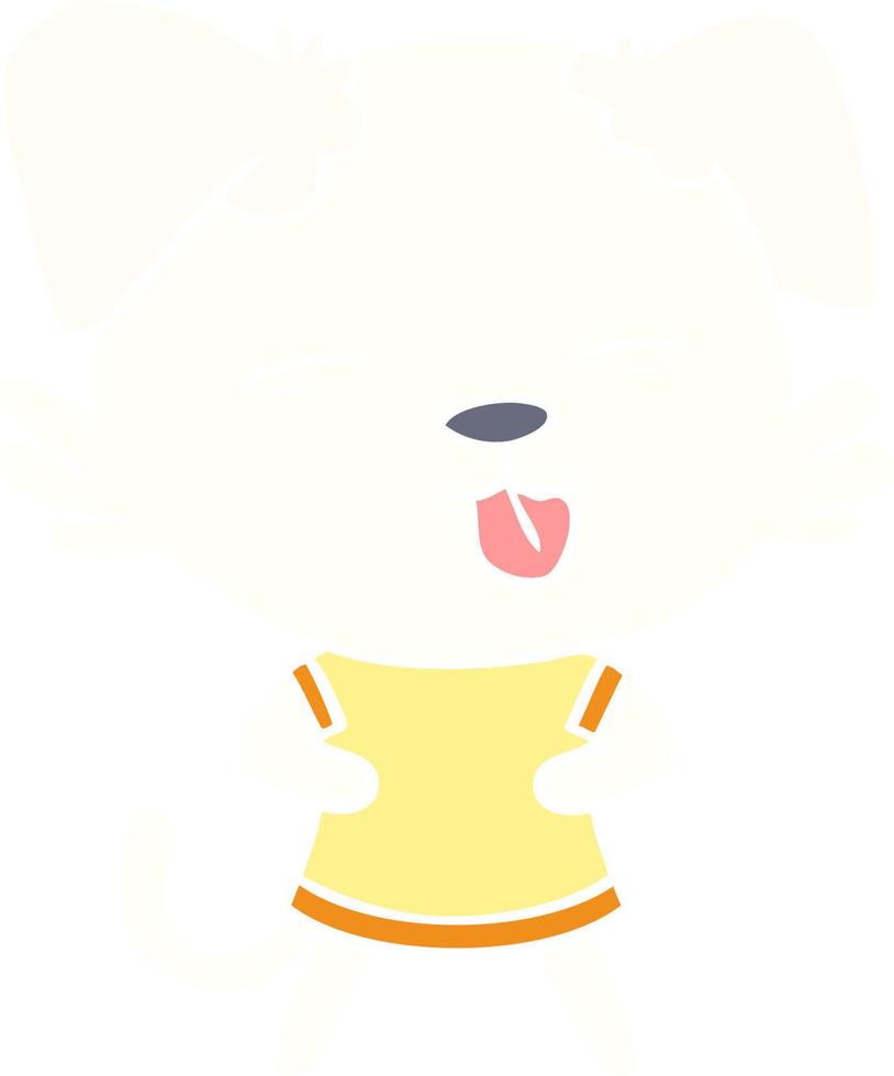 flat color style cartoon dog sticking out tongue vector