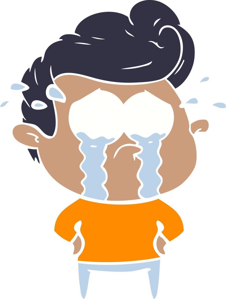 flat color style cartoon crying man vector