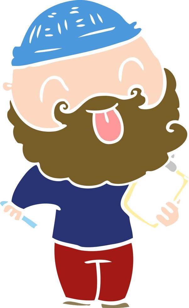 man with beard sticking out tongue vector