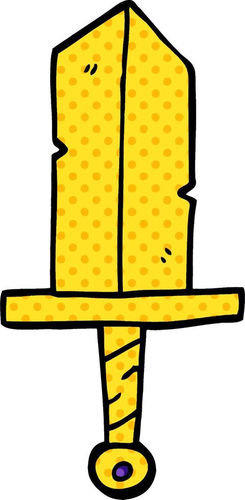 cartoon doodle golden dagger vector