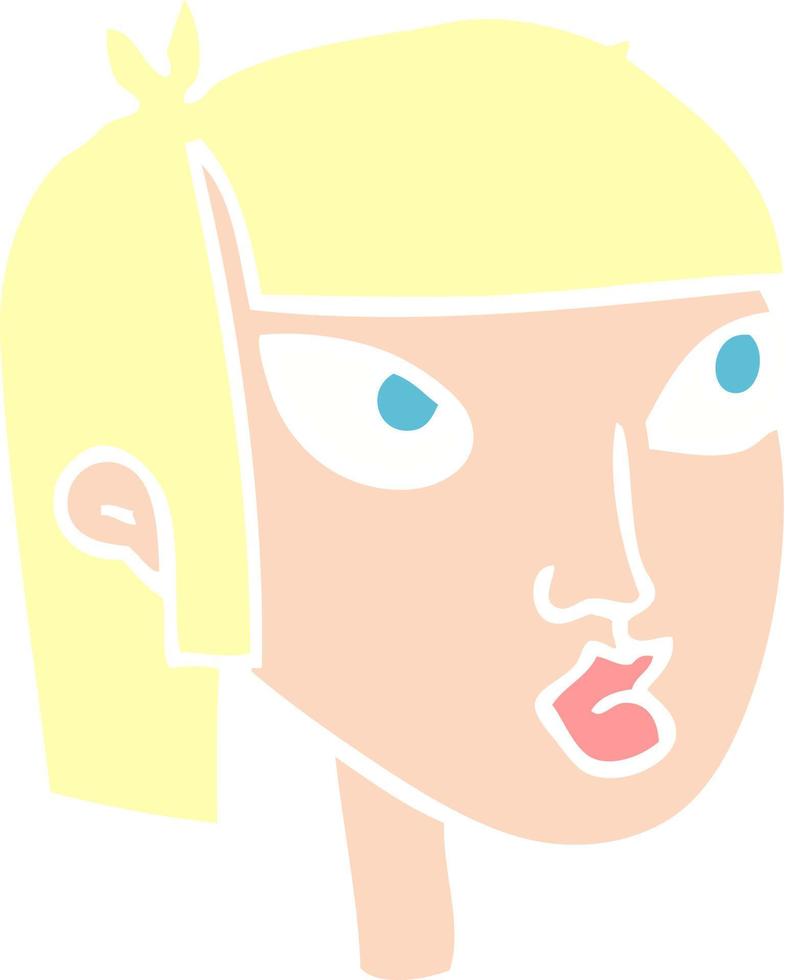 flat color illustration of female face vector