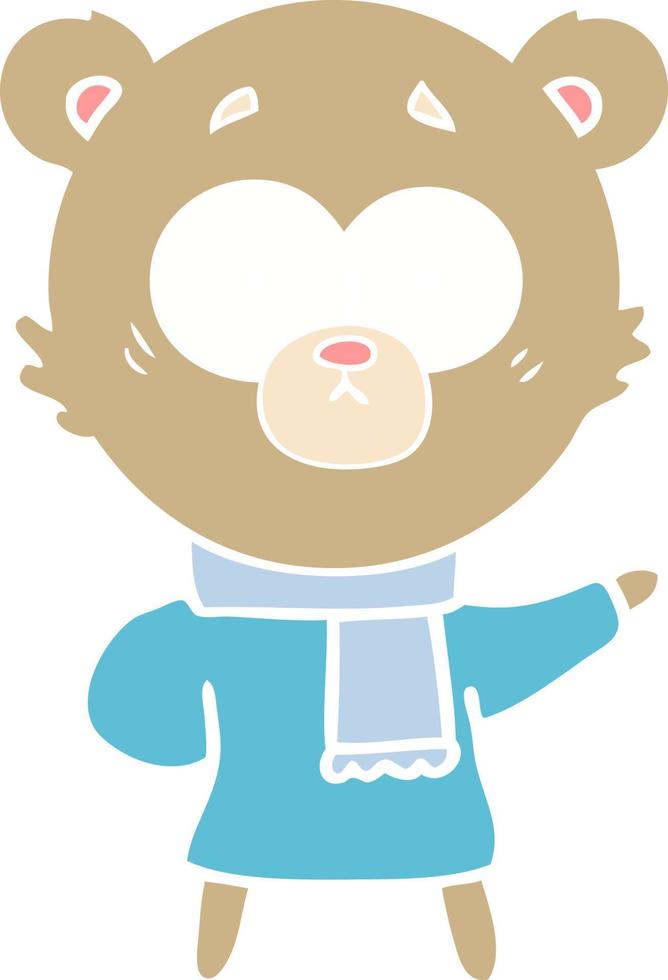 surprised bear flat color style cartoon vector