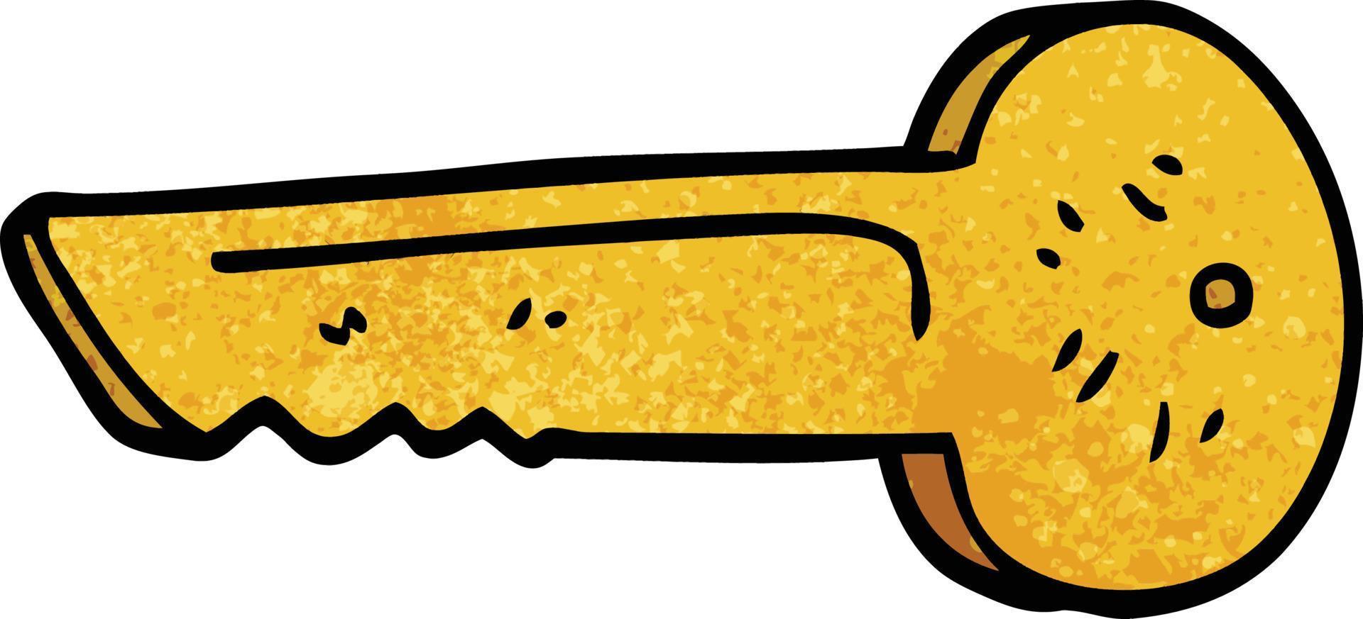 cartoon doodle gold key vector