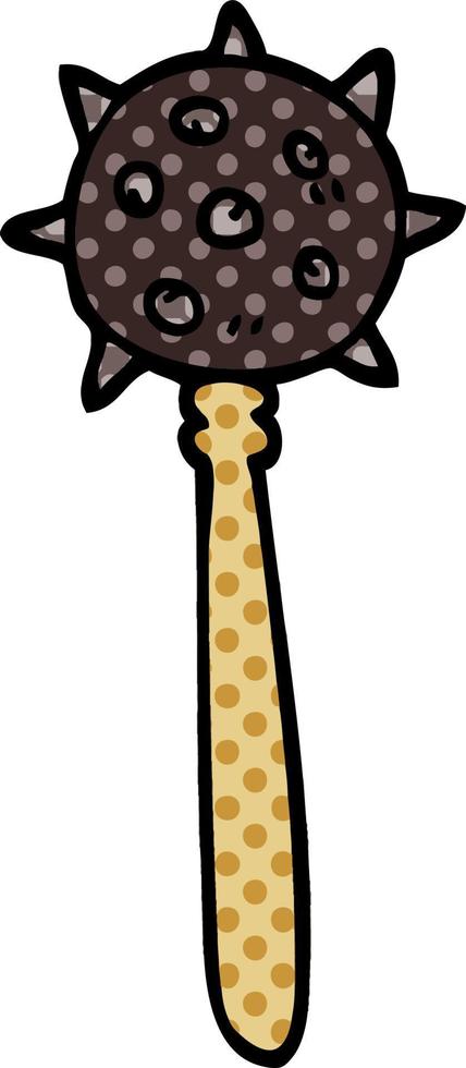 cartoon doodle medieval mace vector