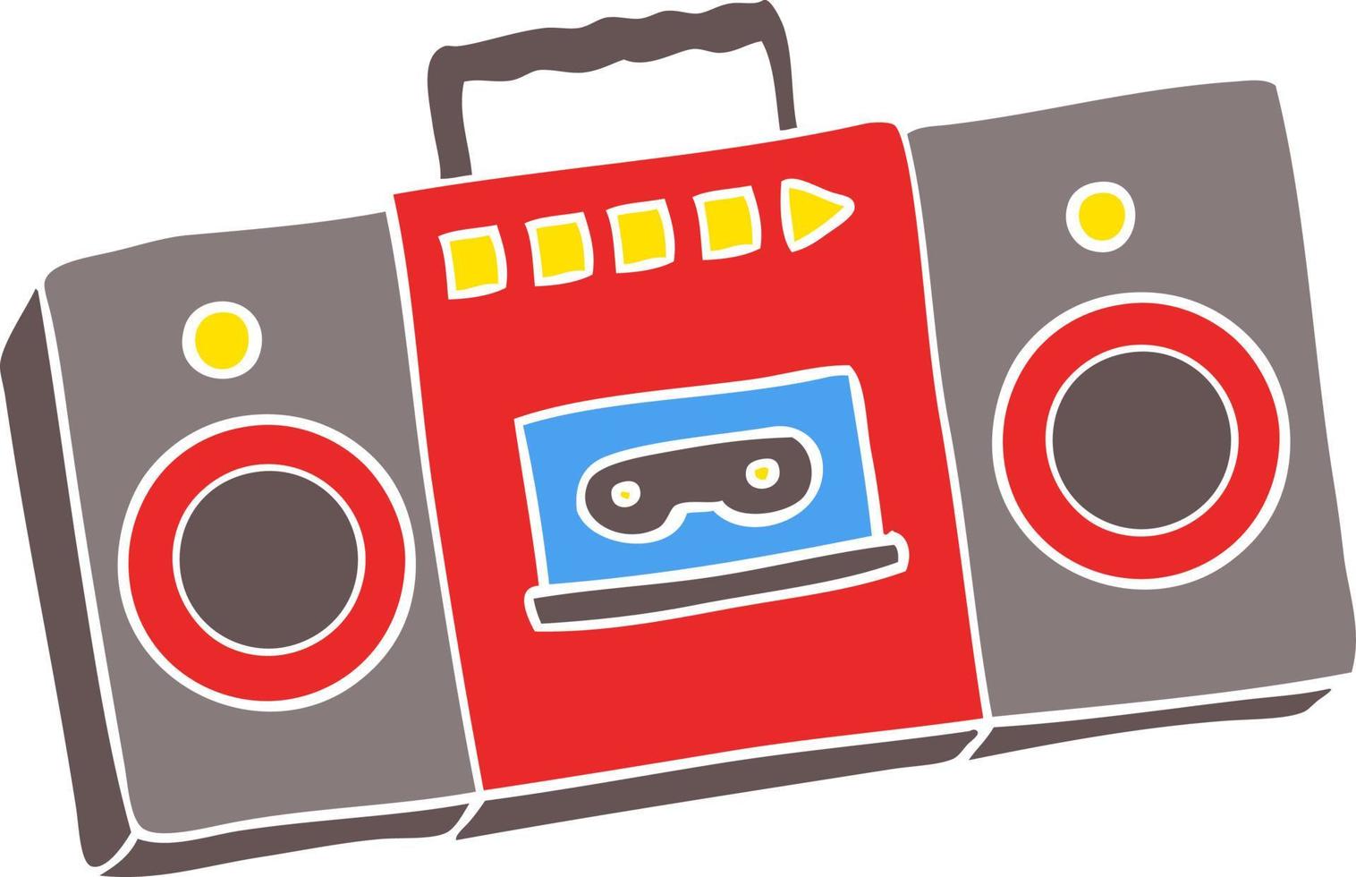 flat color style cartoon retro cassette tape player vector