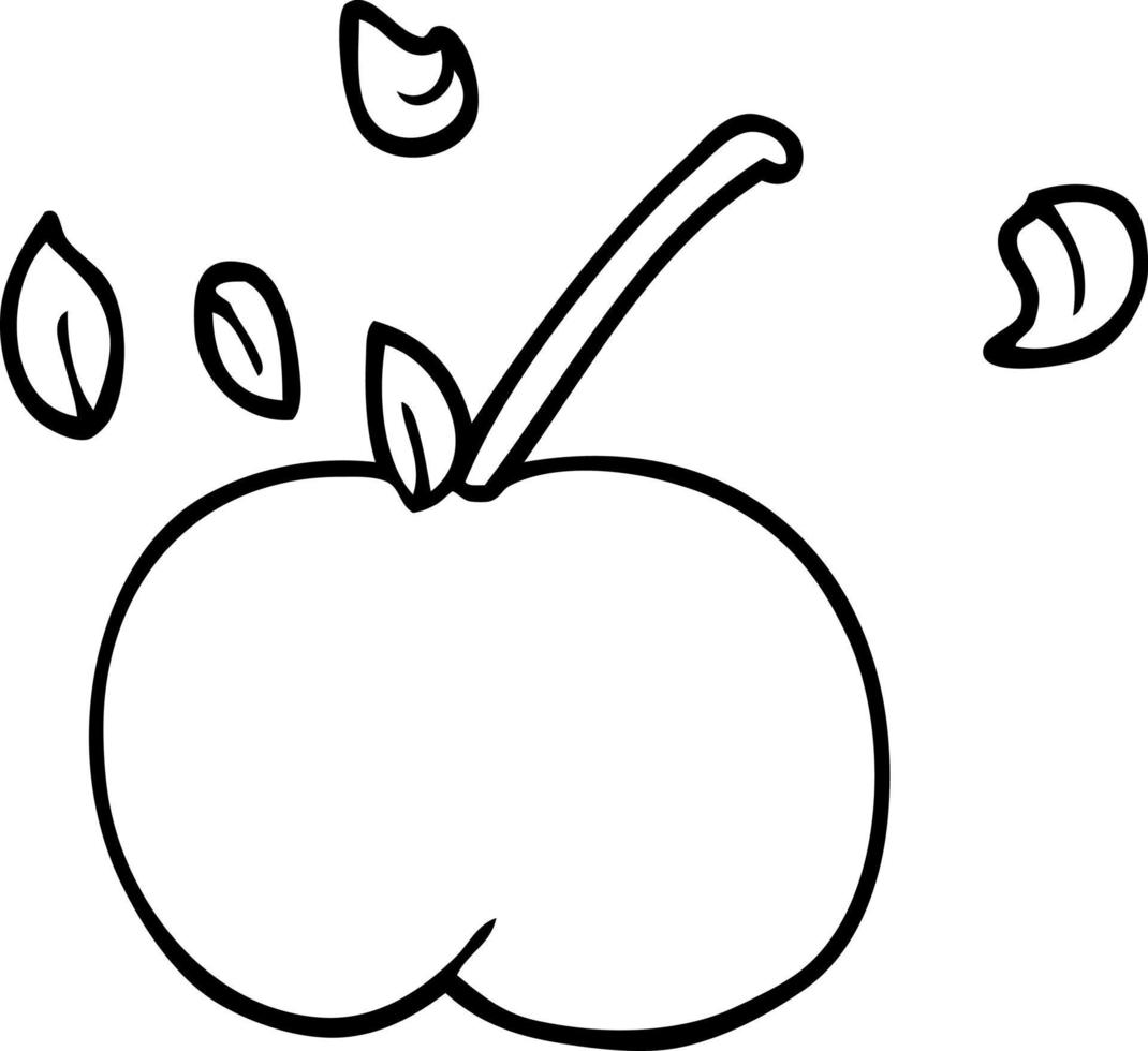 manzana jugosa de dibujos animados de dibujo lineal vector