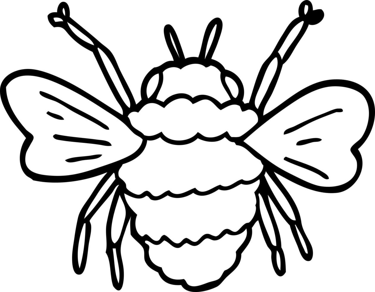line drawing cartoon bumble bee vector