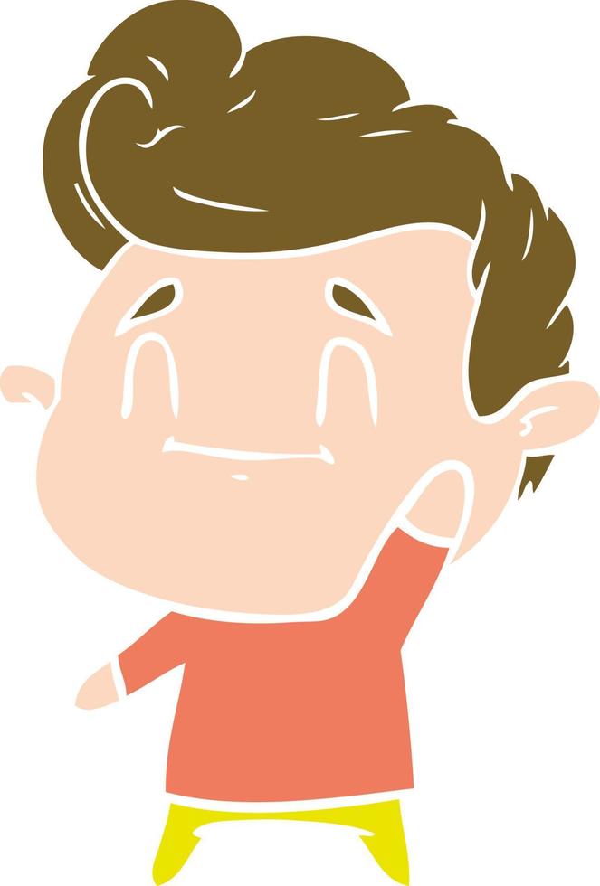 happy flat color style cartoon man vector