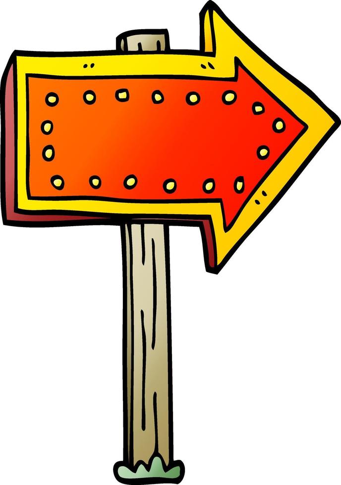 cartoon doodle lit up sign vector