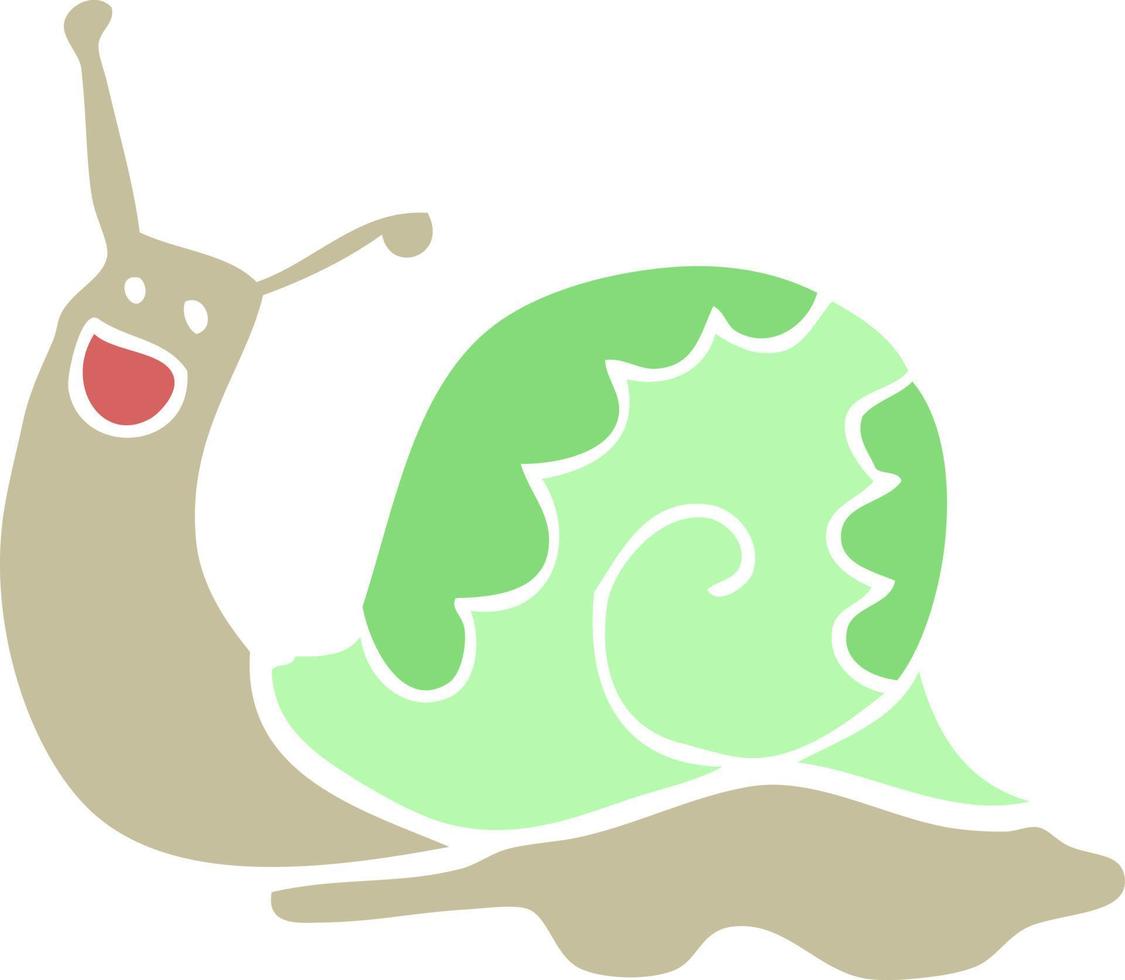 lindo caracol de dibujos animados de estilo de color plano vector