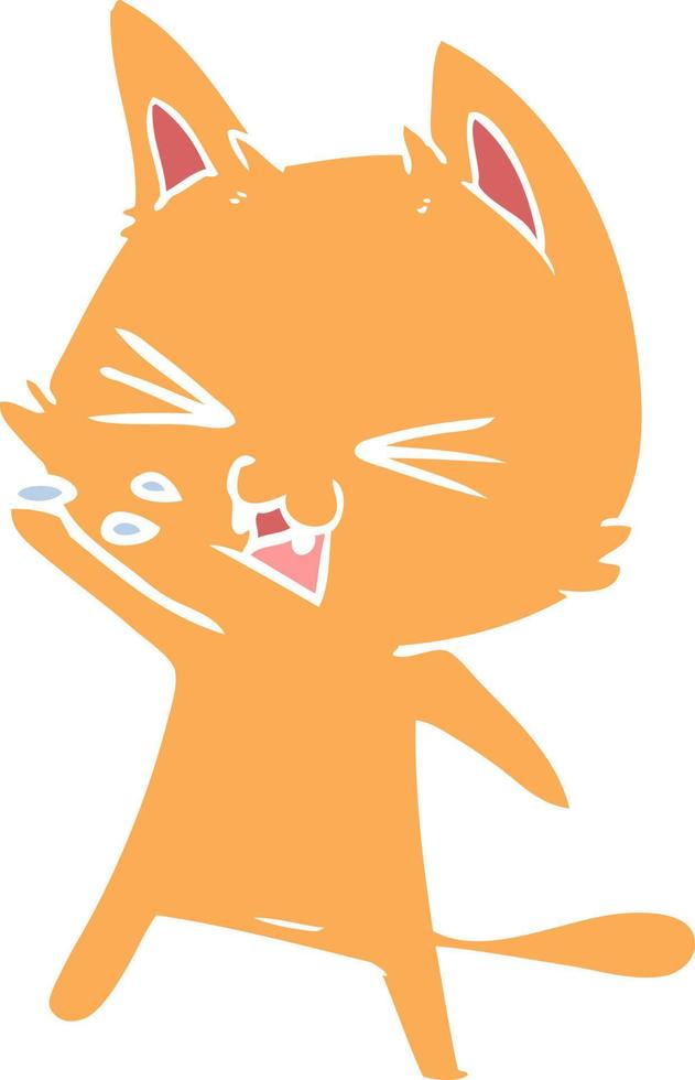 flat color style cartoon cat hissing vector