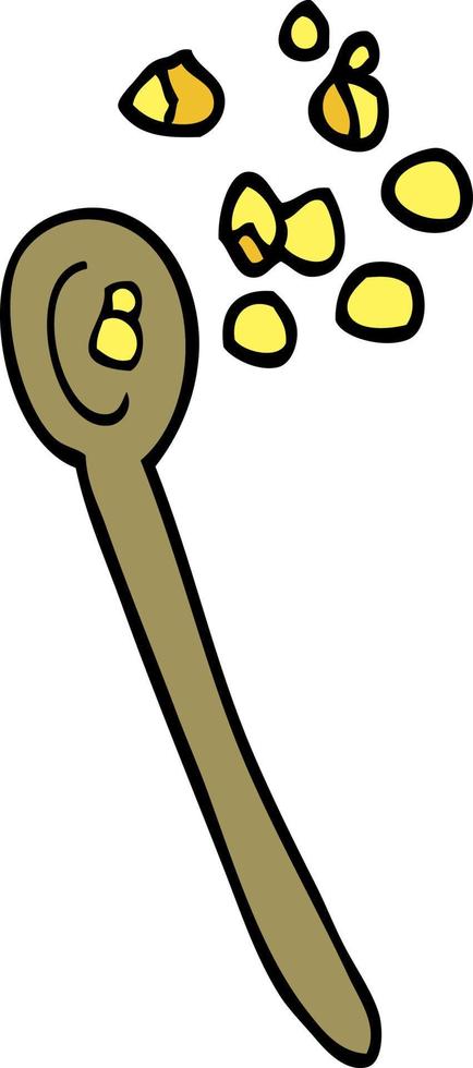 cartoon doodle cereal on a spoon vector