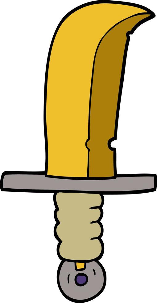 cartoon doodle of an old bronze sword vector