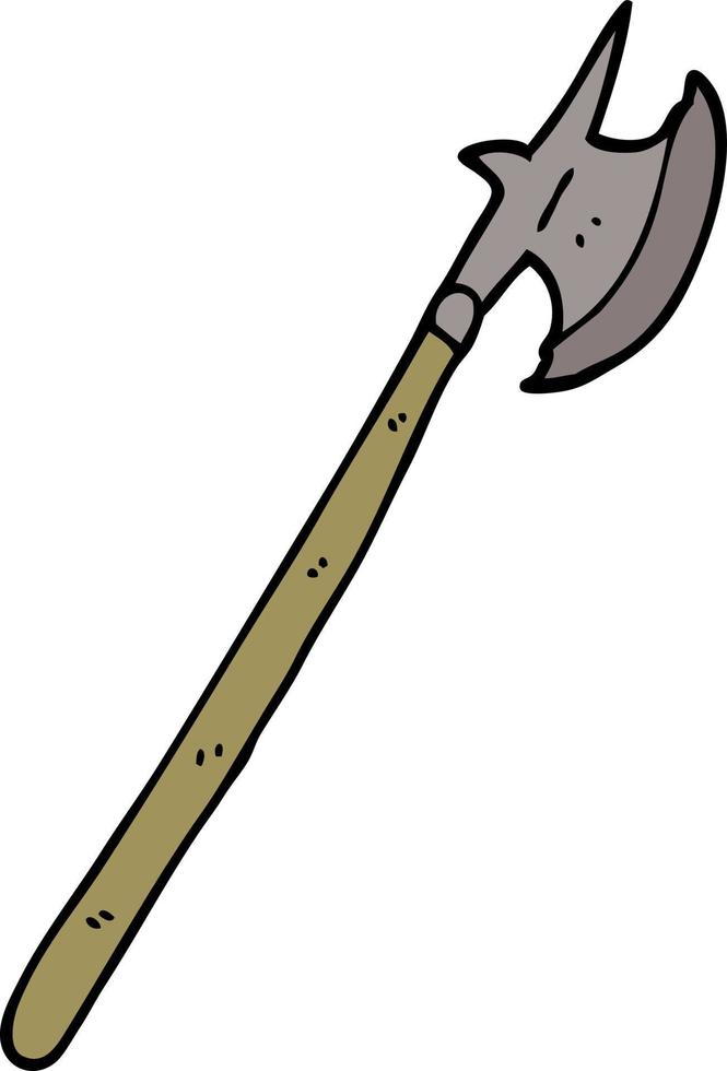 cartoon doodle medieval halberd vector