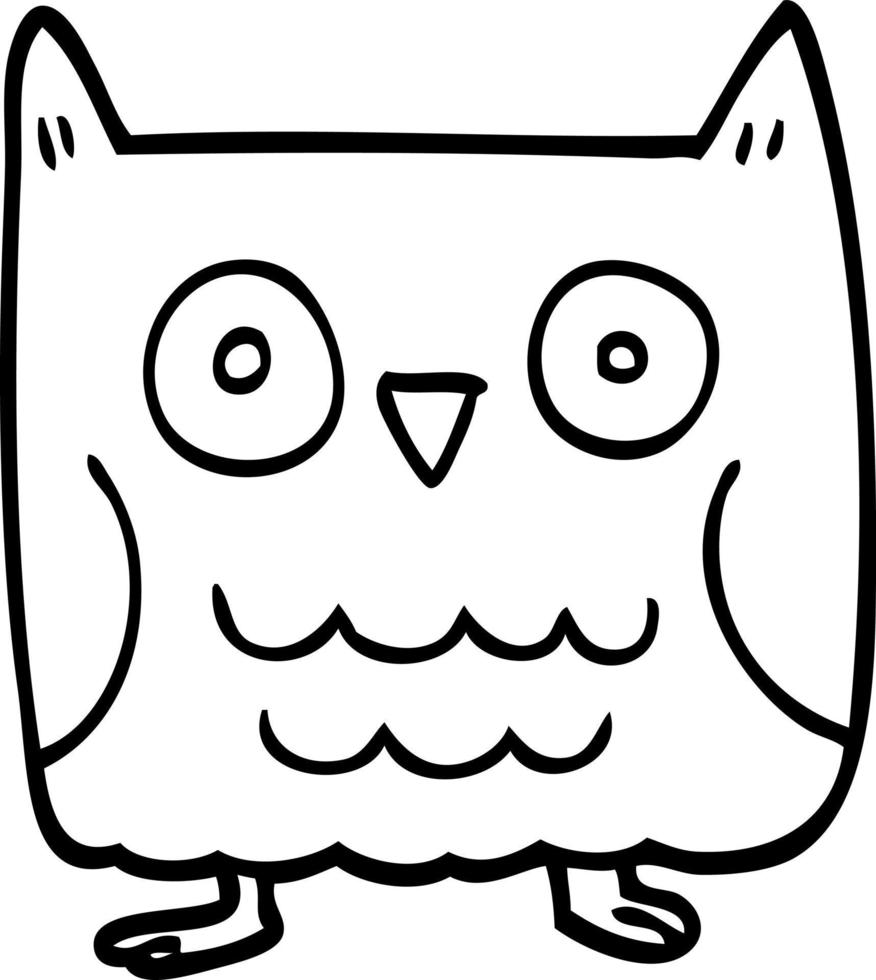 funny line drawing cartoon owl vector
