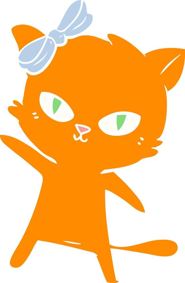 lindo gato de dibujos animados de estilo de color plano vector