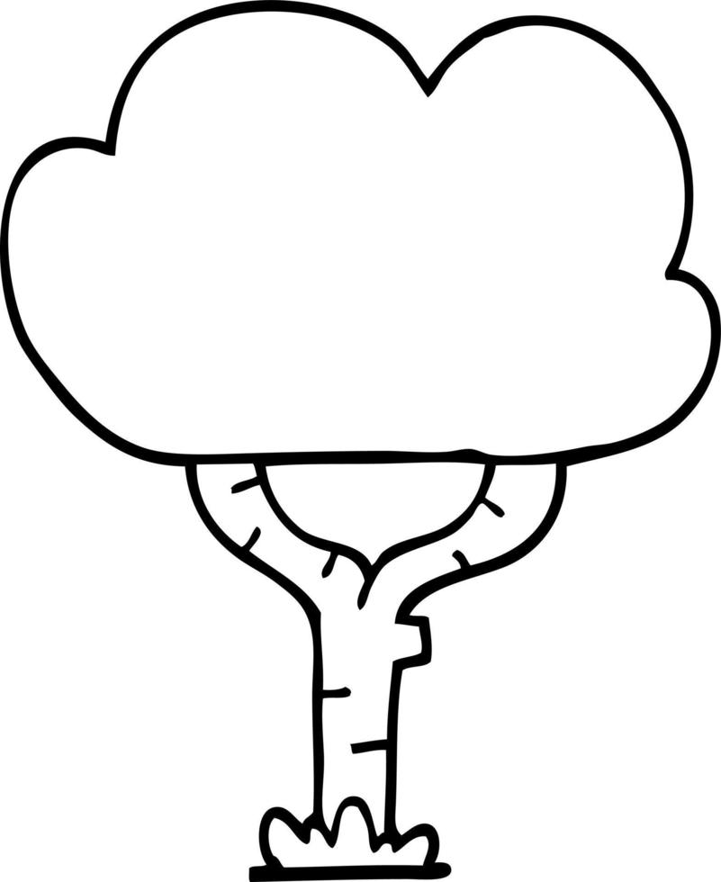 line drawing cartoon tree vector