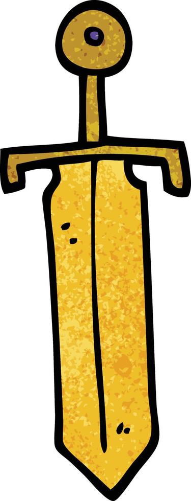 cartoon doodle bronze sword vector