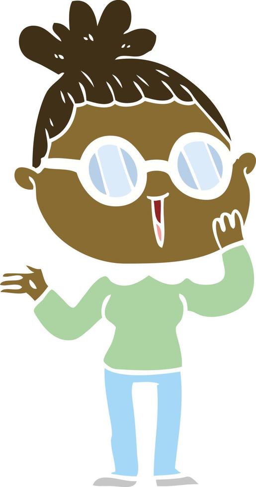 flat color style cartoon surprised woman wearing spectacles vector